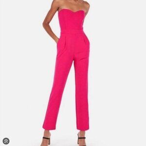 Express Pink Strapless Pantsuit